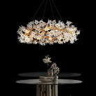 Modern Petal Crystal Round Brass Branch Chandelier For Living Room - 59" W X 20" HBlushlighting