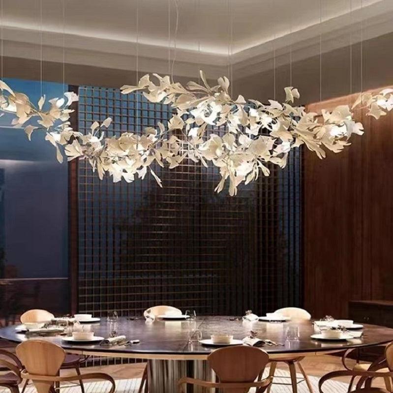 Modern Porcelain Ginkgo Branch Chandelier - 78.8"LBlushlighting