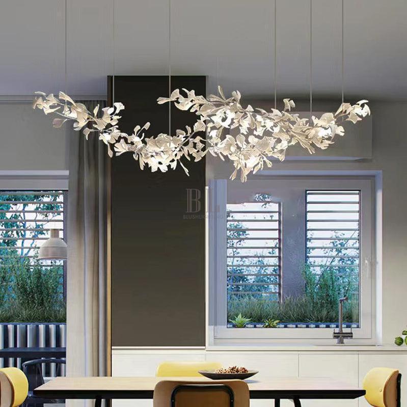 Modern Porcelain Ginkgo Branch Chandelier - 78.8"LBlushlighting