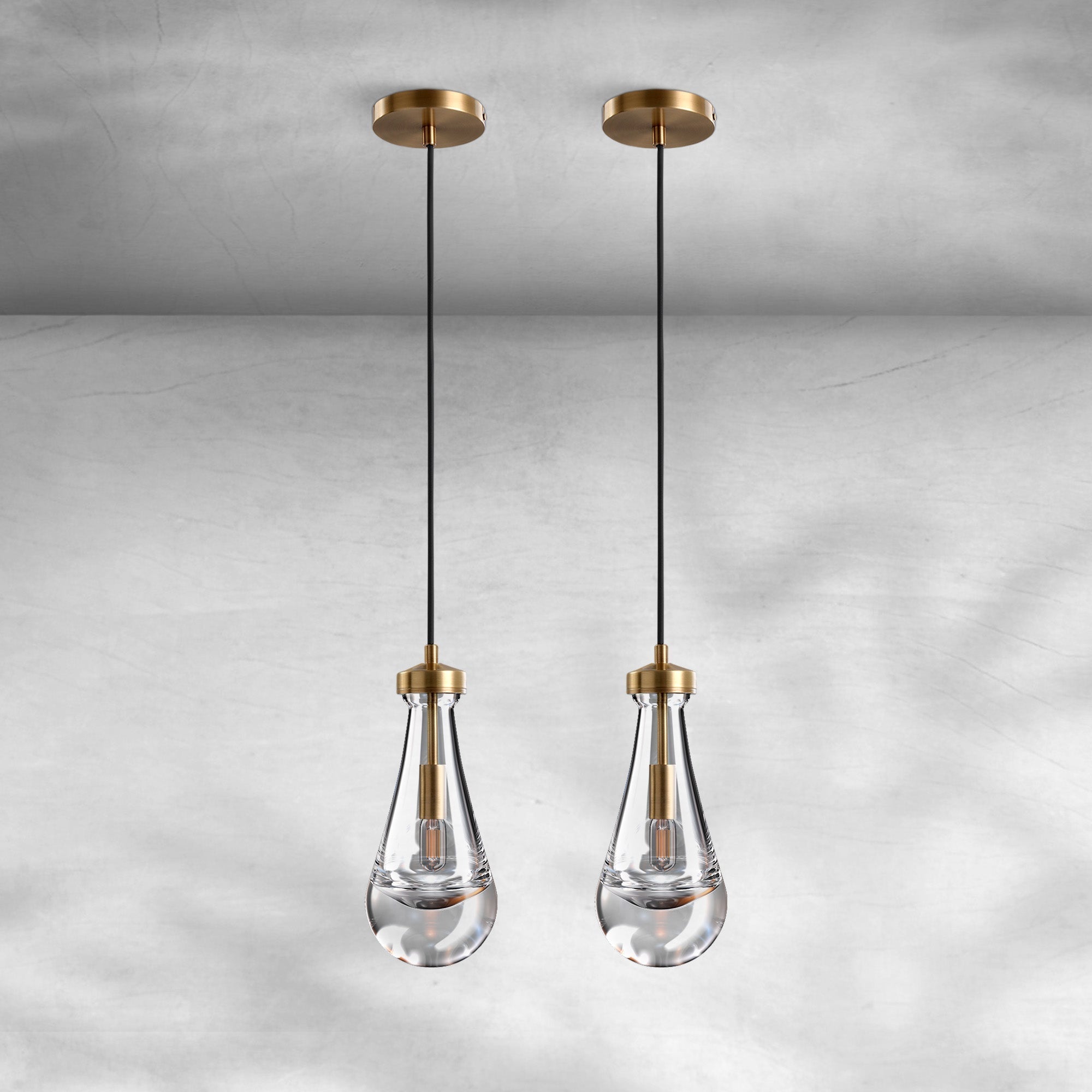 Modern Raindrop Pendant Light - BrassSet of 2Blushlighting