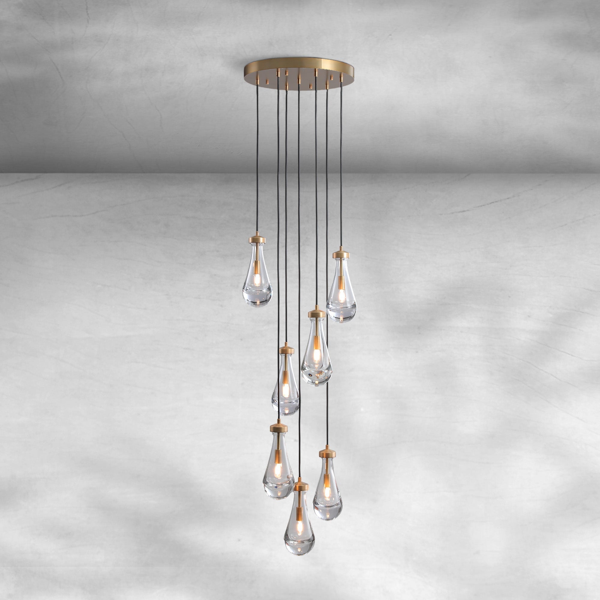 Modern Raindrop Pendant Light - Brass7 LightBlushlighting