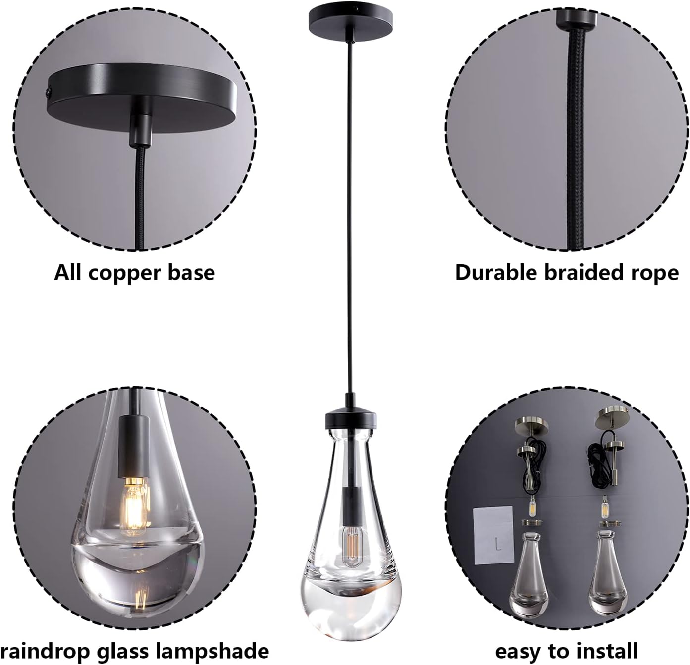 Modern Raindrop Pendant Light - Nickel7 LightBlushlighting
