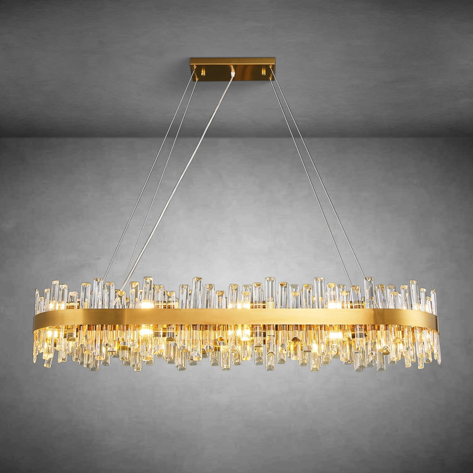 Modern Rectangular Crystal Chandeliers - Rectangle L52''Blushlighting