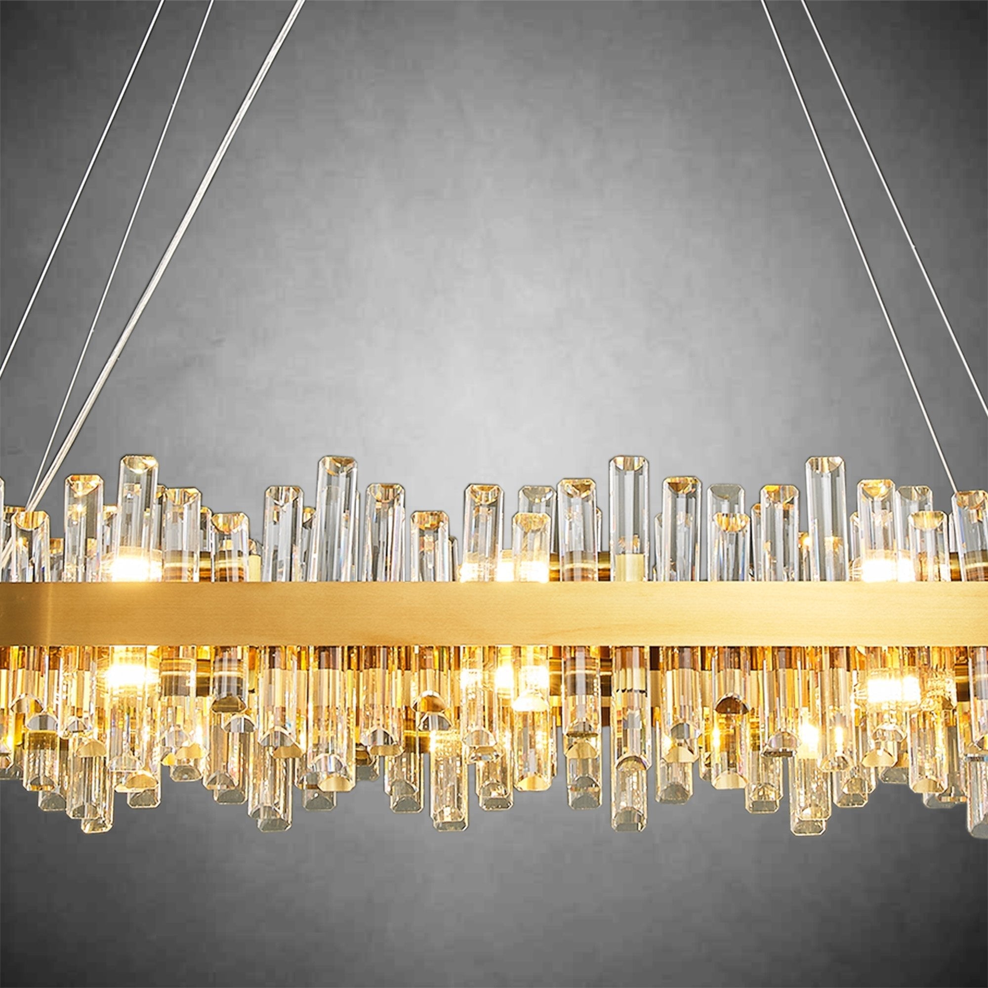 Modern Rectangular Crystal Chandeliers - Rectangle L52''Blushlighting
