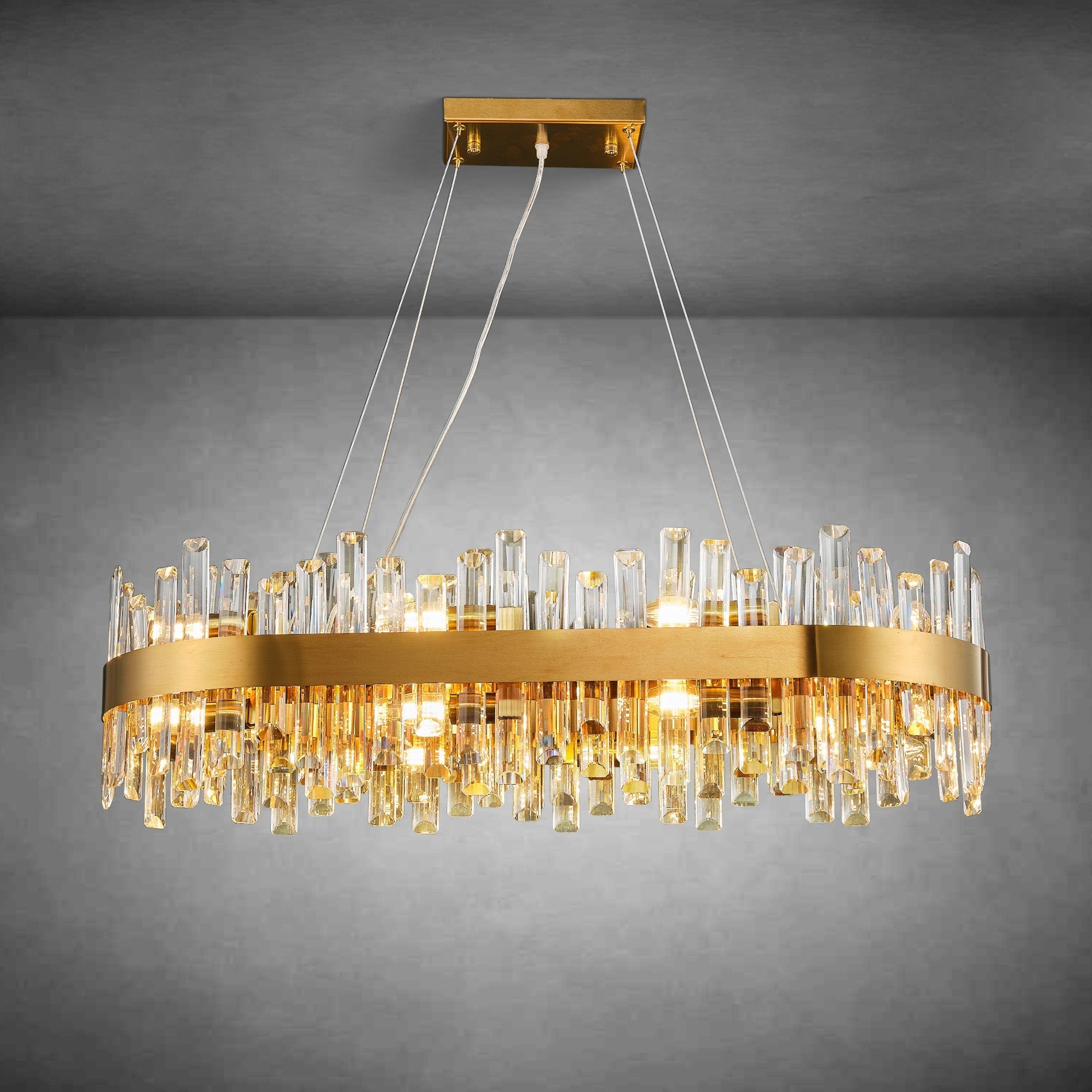 Modern Rectangular Crystal Chandeliers - Rectangle L35.4''Blushlighting