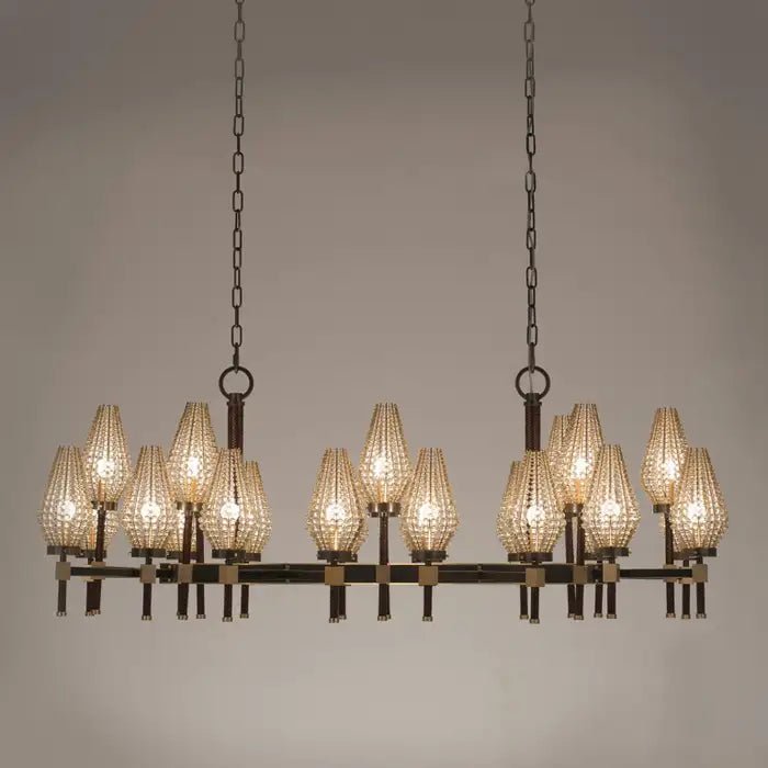 Modern Rectangular Crystal Shade Chandelier for Dining Room - L63"*W27.56"*H31.5"(L160cm*W70cm*H80cm)Blushlighting