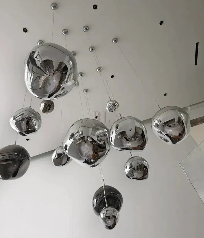Modern Rock Glass Special Shape Pendant Lighting - D7.87''GoldWarm LightBlushlighting