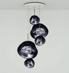 Modern Rock Glass Special Shape Pendant Lighting - Set B: D37.4"*H72.1"(D7.87"*3+D14.17"*2)Smoke GreyWarm LightBlushlighting