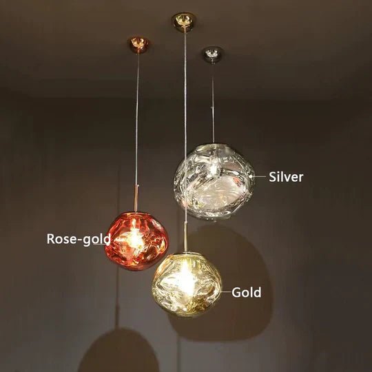 Modern Rock Glass Special Shape Pendant Lighting - D7.87''GoldWarm LightBlushlighting