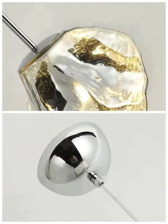 Modern Rock Glass Special Shape Pendant Lighting - D7.87''GoldWarm LightBlushlighting
