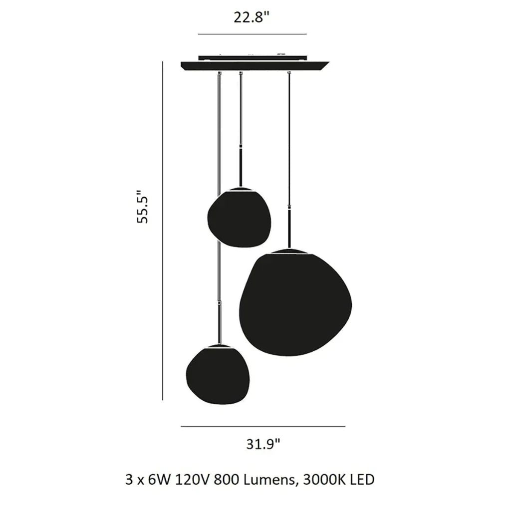 Modern Rock Glass Special Shape Pendant Lighting - Set B: D37.4"*H72.1"(D7.87"*3+D14.17"*2)Smoke GreyWarm LightBlushlighting
