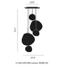 Modern Rock Glass Special Shape Pendant Lighting - Set B: D37.4"*H72.1"(D7.87"*3+D14.17"*2)Smoke GreyWarm LightBlushlighting