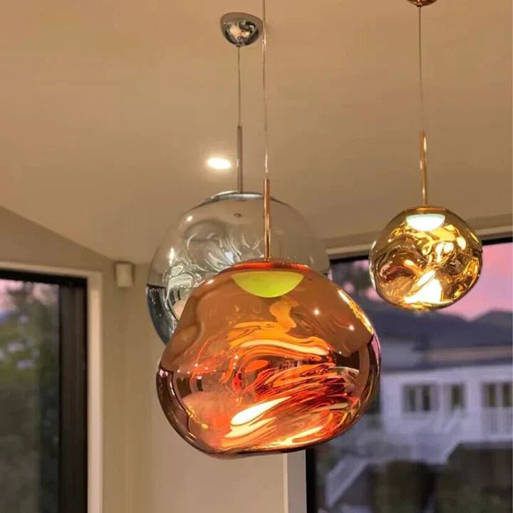Modern Rock Glass Special Shape Pendant Lighting - D7.87''GoldWarm LightBlushlighting