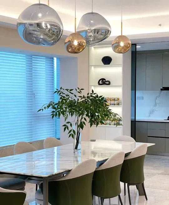 Modern Rock Glass Special Shape Pendant Lighting - D7.87''GoldWarm LightBlushlighting