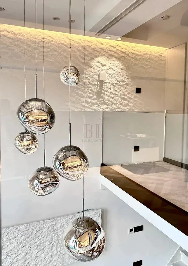 Modern Rock Glass Special Shape Pendant Lighting - D7.87''GoldWarm LightBlushlighting