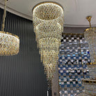 Modern Round 5 - Layer Crystal Tassel Chandelier for Villa/Staircase/Foyer/Living Room - D39.37''*H94.48''(D100cm*H240cm)/62.2kgWarm LightBlushlighting