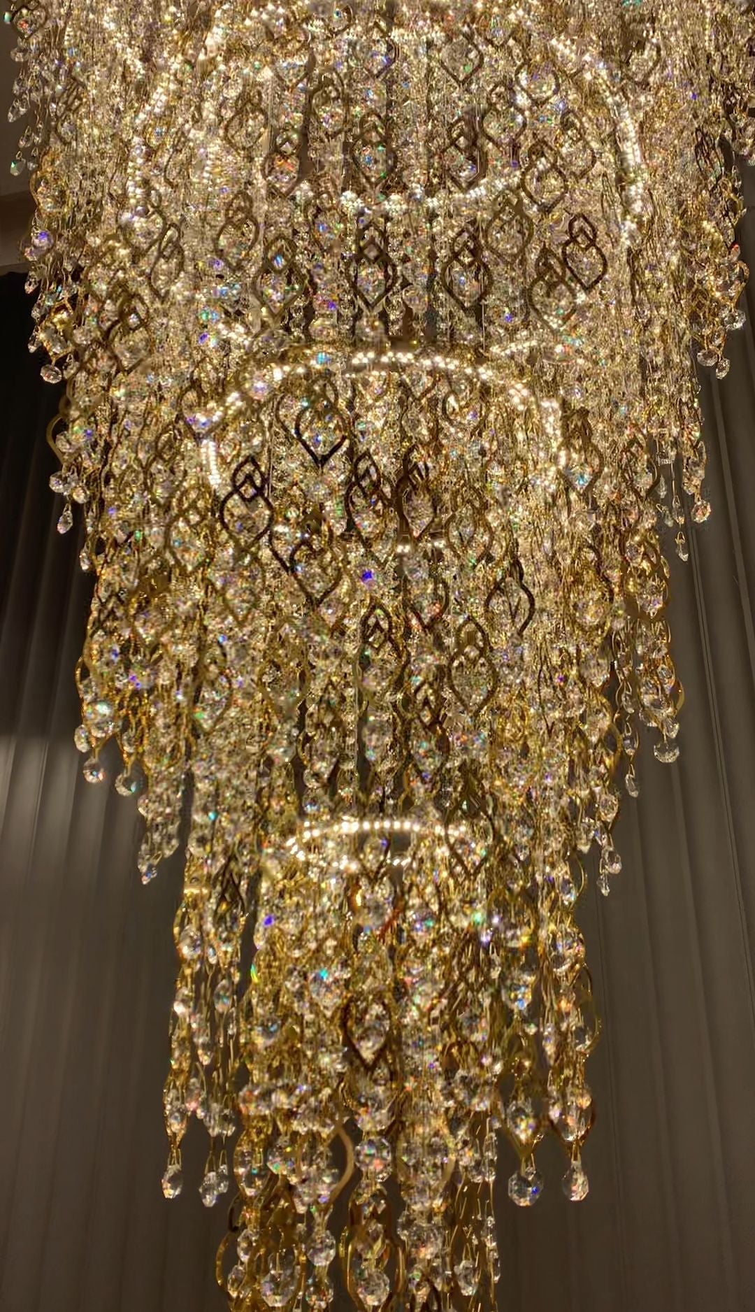 Modern Round 5 - Layer Crystal Tassel Chandelier for Villa/Staircase/Foyer/Living Room - D39.37''*H94.48''(D100cm*H240cm)/62.2kgWarm LightBlushlighting