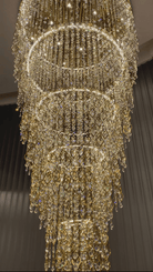 Modern Round 5 - Layer Crystal Tassel Chandelier for Villa/Staircase/Foyer/Living Room - D39.37''*H94.48''(D100cm*H240cm)/62.2kgWarm LightBlushlighting