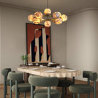 Modern Round Alabaster Chandelier - D560-21.5"L × 15"W × 21"HBlushlighting