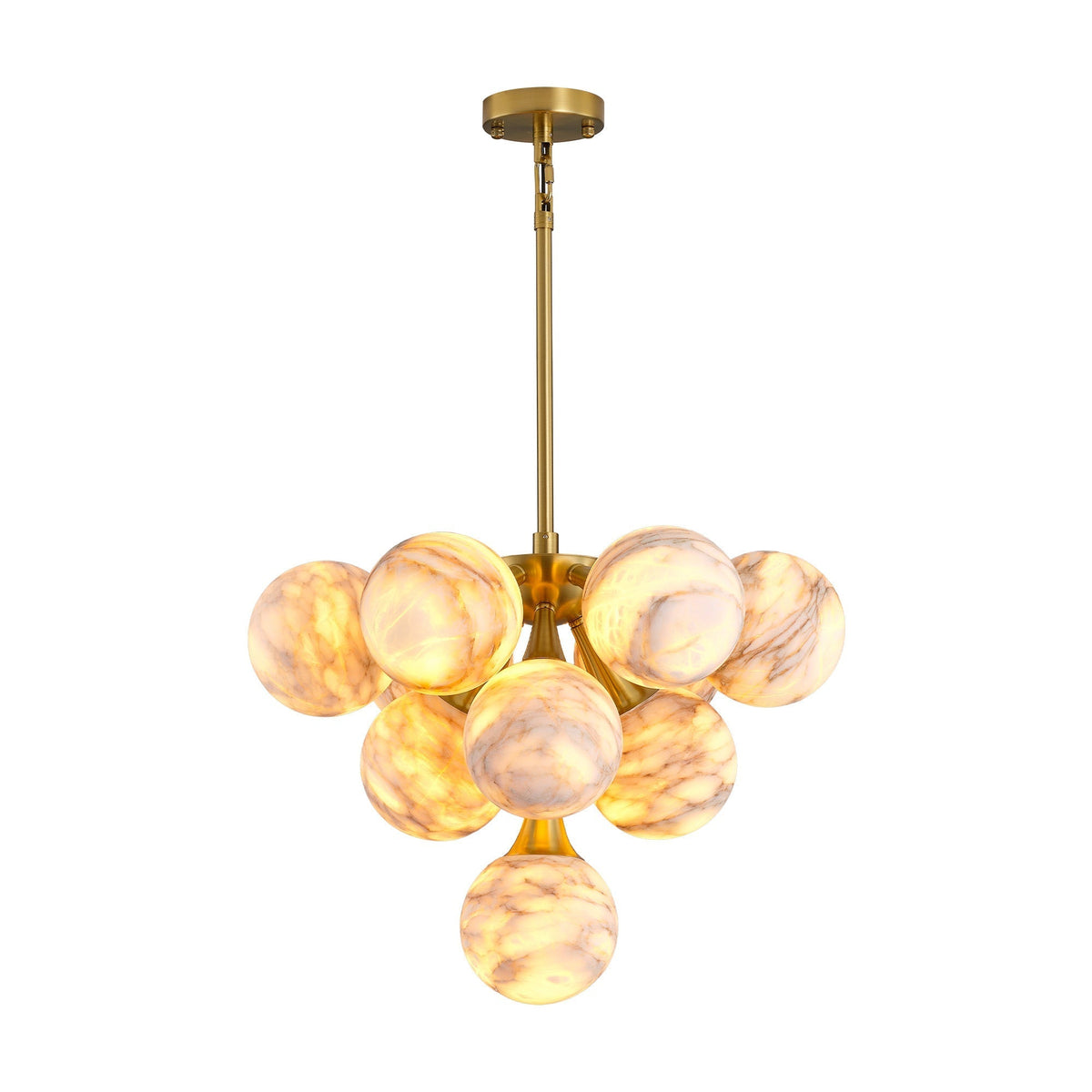 Modern Round Alabaster Chandelier - D560-21.5"L × 15"W × 21"HBlushlighting