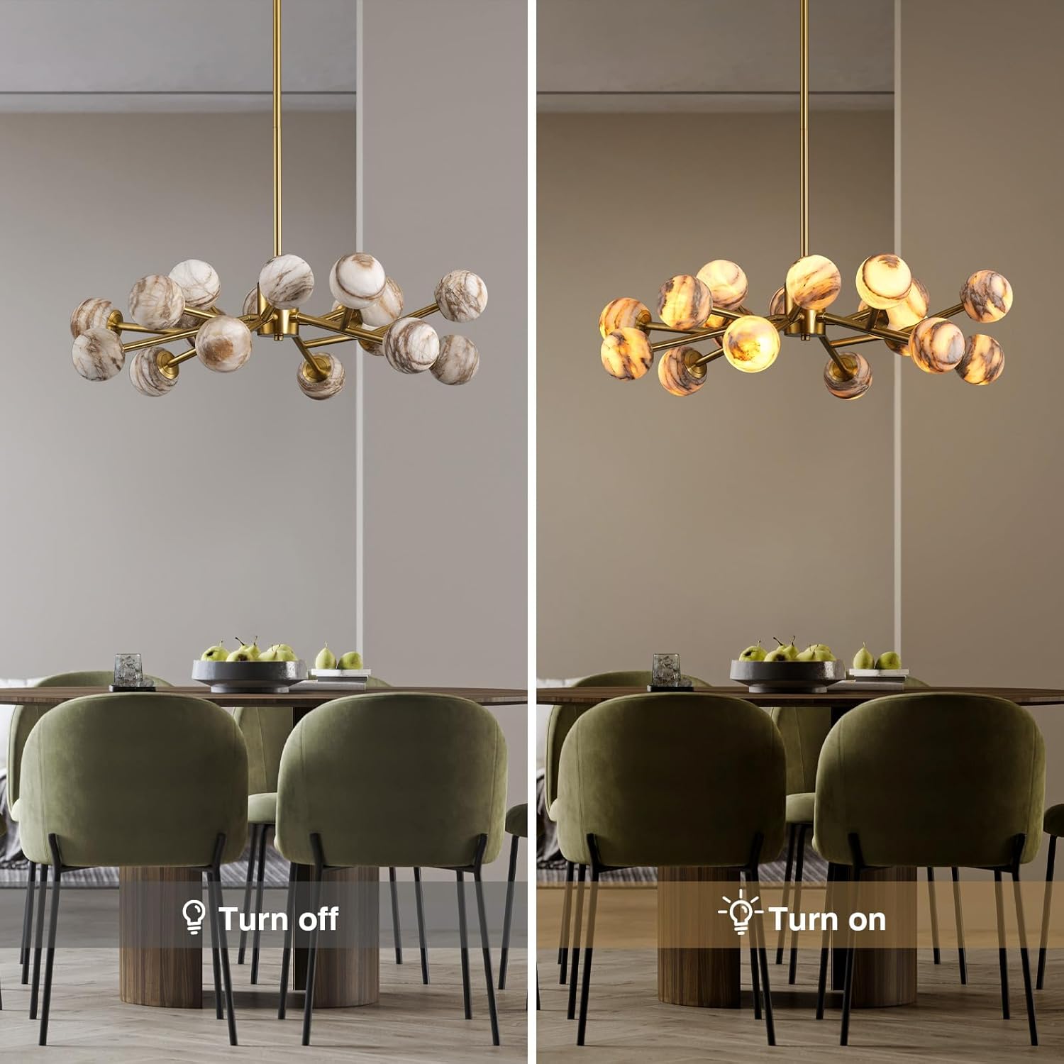 Modern Round Alabaster Chandelier