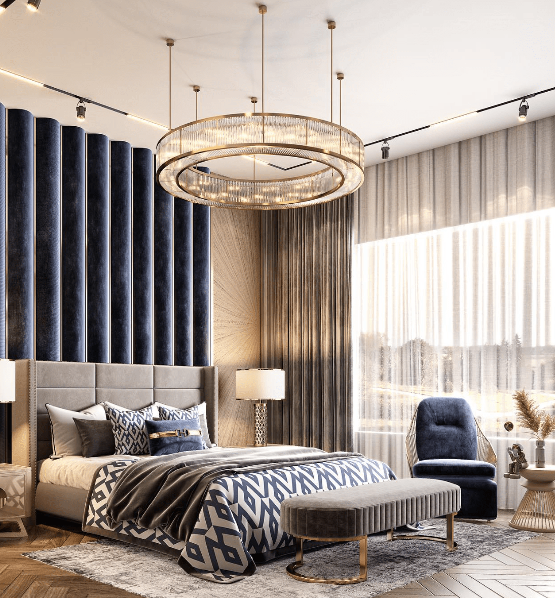 Modern Round Drum Dimmable Chandelier for Living Room/Bedroom - D31.5"*H10"Blushlighting