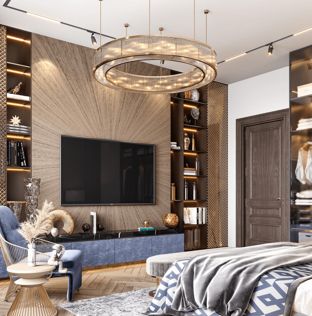 Modern Round Drum Dimmable Chandelier for Living Room/Bedroom - D31.5"*H10"Blushlighting