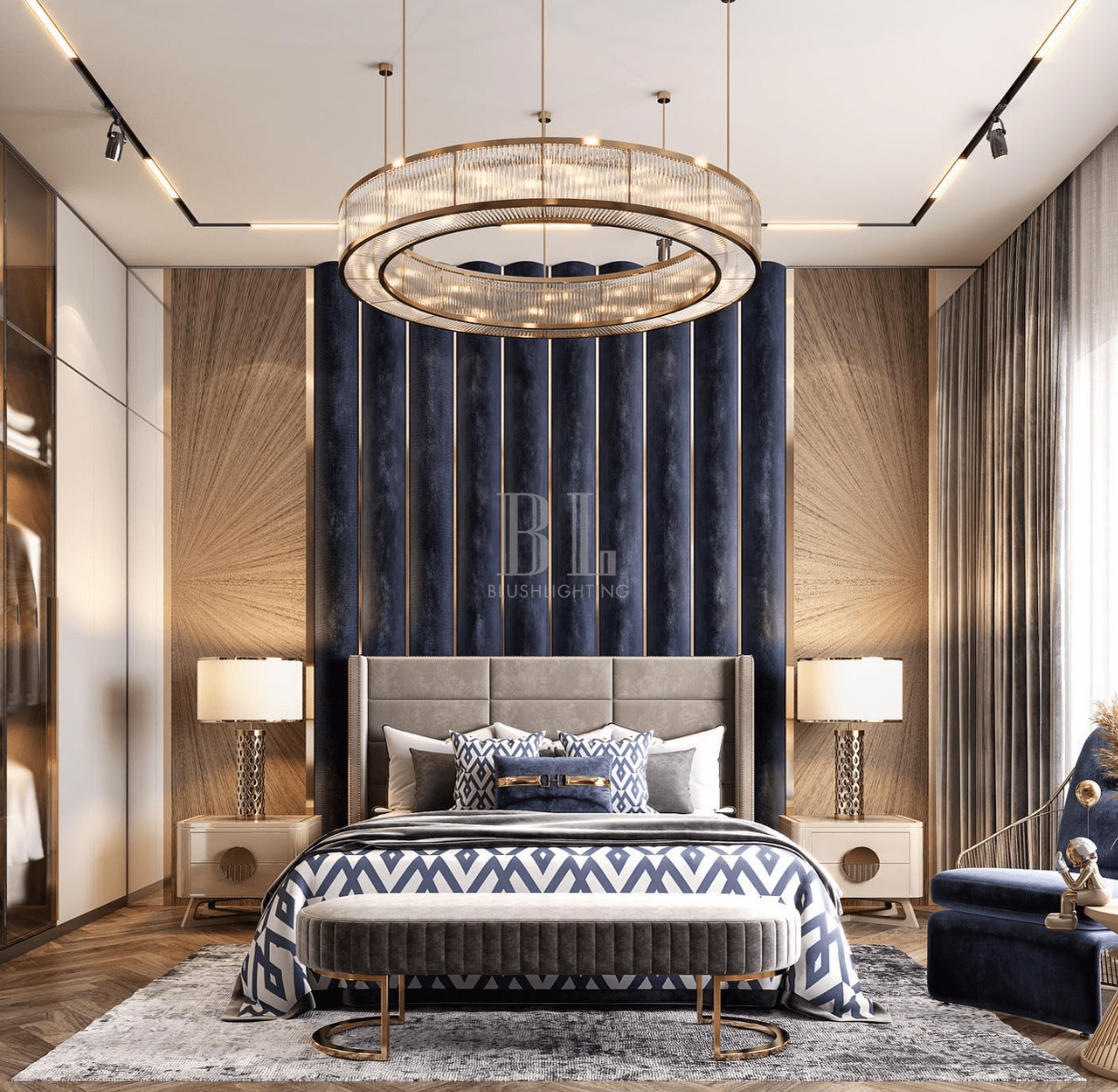 Modern Round Drum Dimmable Chandelier for Living Room/Bedroom - D31.5"*H10"Blushlighting