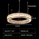 Modern Round Drum Dimmable Chandelier for Living Room/Bedroom - D31.5"*H10"Blushlighting