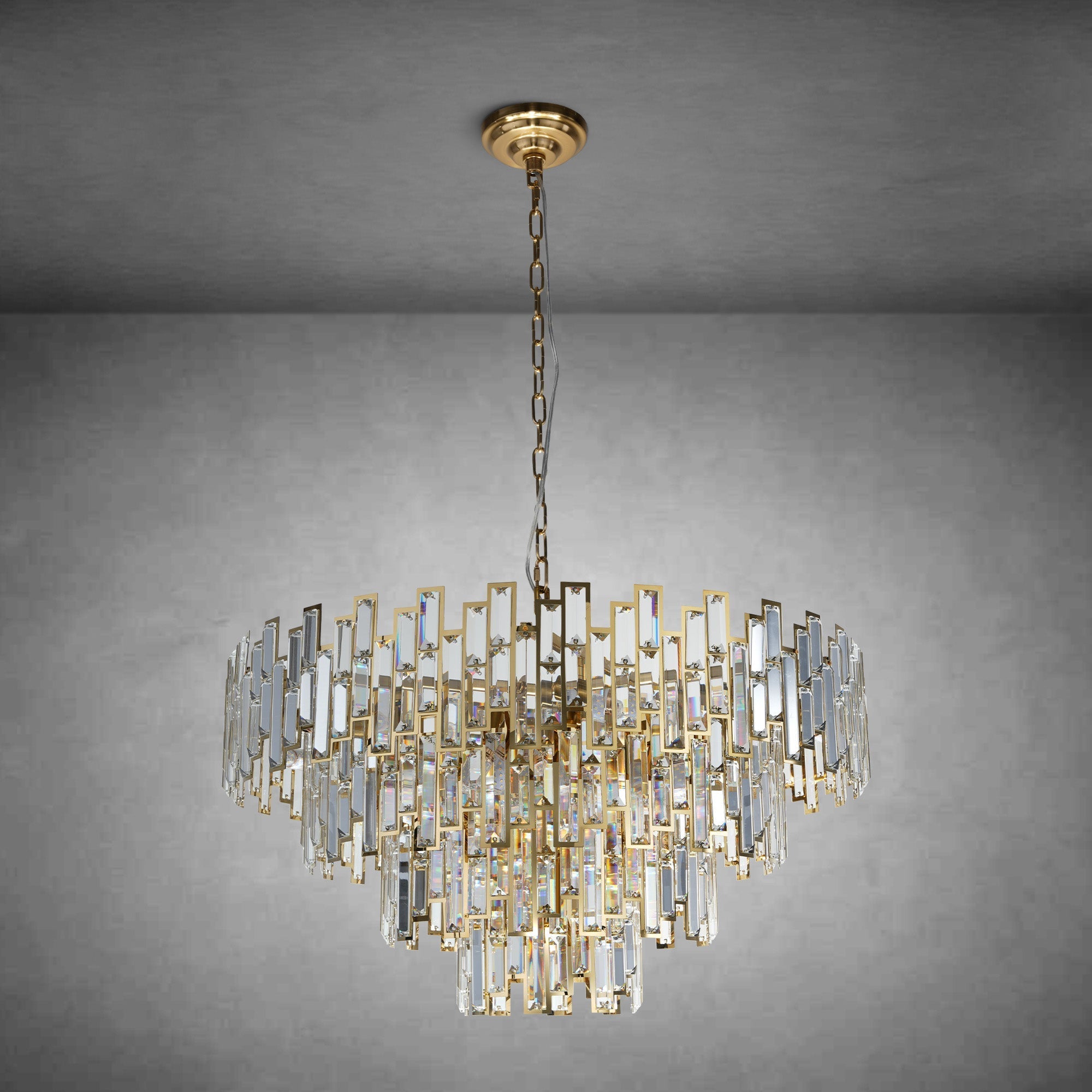 Modern Round K9 Crystal Chandelier - Gold31.5inchBlushlighting