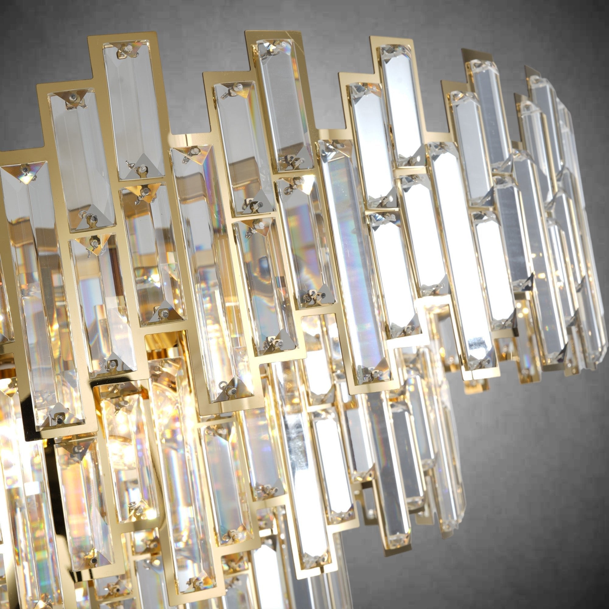 Modern Round K9 Crystal Chandelier - Gold31.5inchBlushlighting