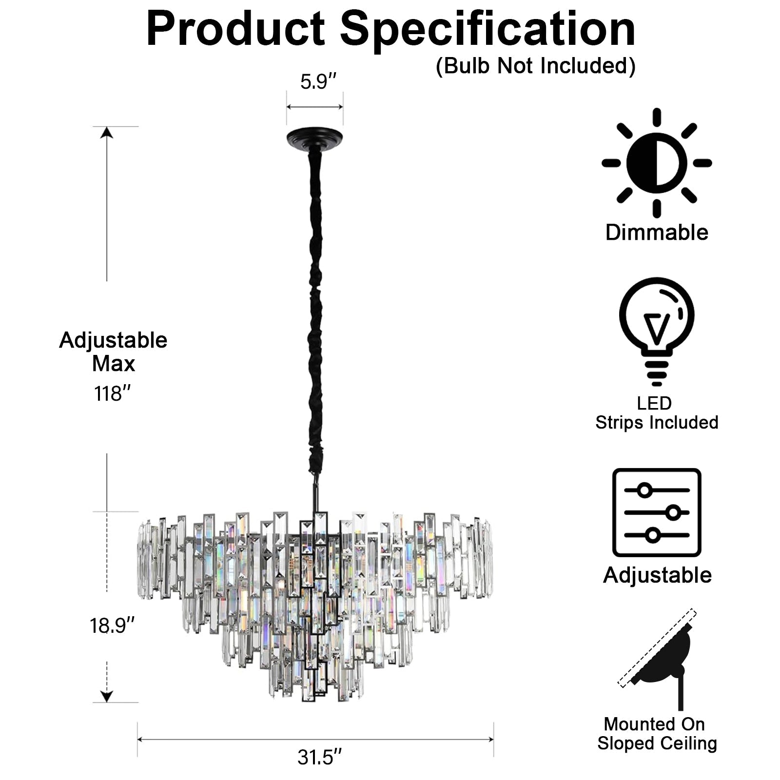 Modern Round K9 Crystal Chandelier - Gold31.5inchBlushlighting