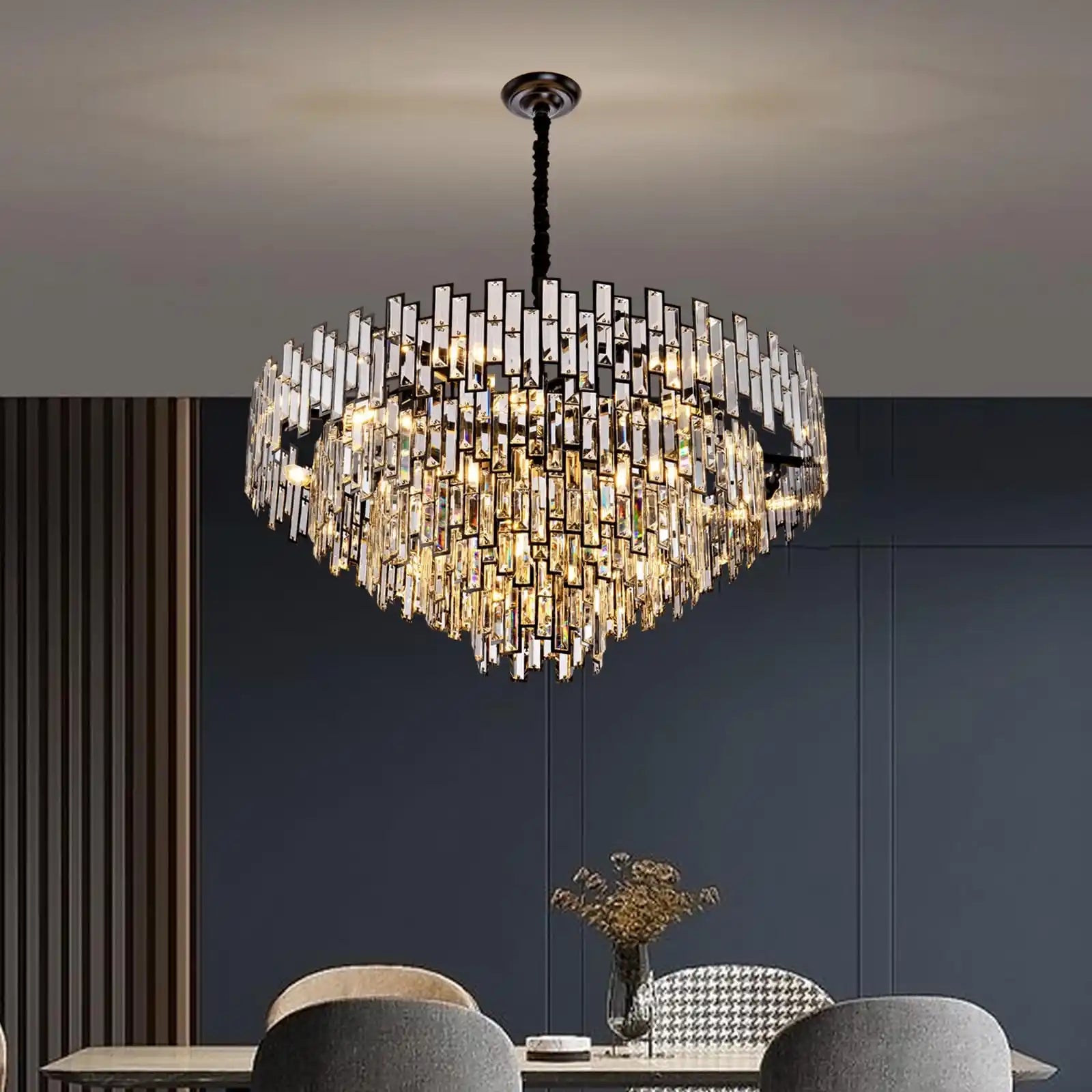 Modern Round Luxury K9 Crystal Chandelier for Dining Room Entryway Foyer - Blushlighting