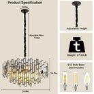 Modern Round Luxury K9 Crystal Chandelier for Dining Room Entryway Foyer - 38.5 inchBlushlighting