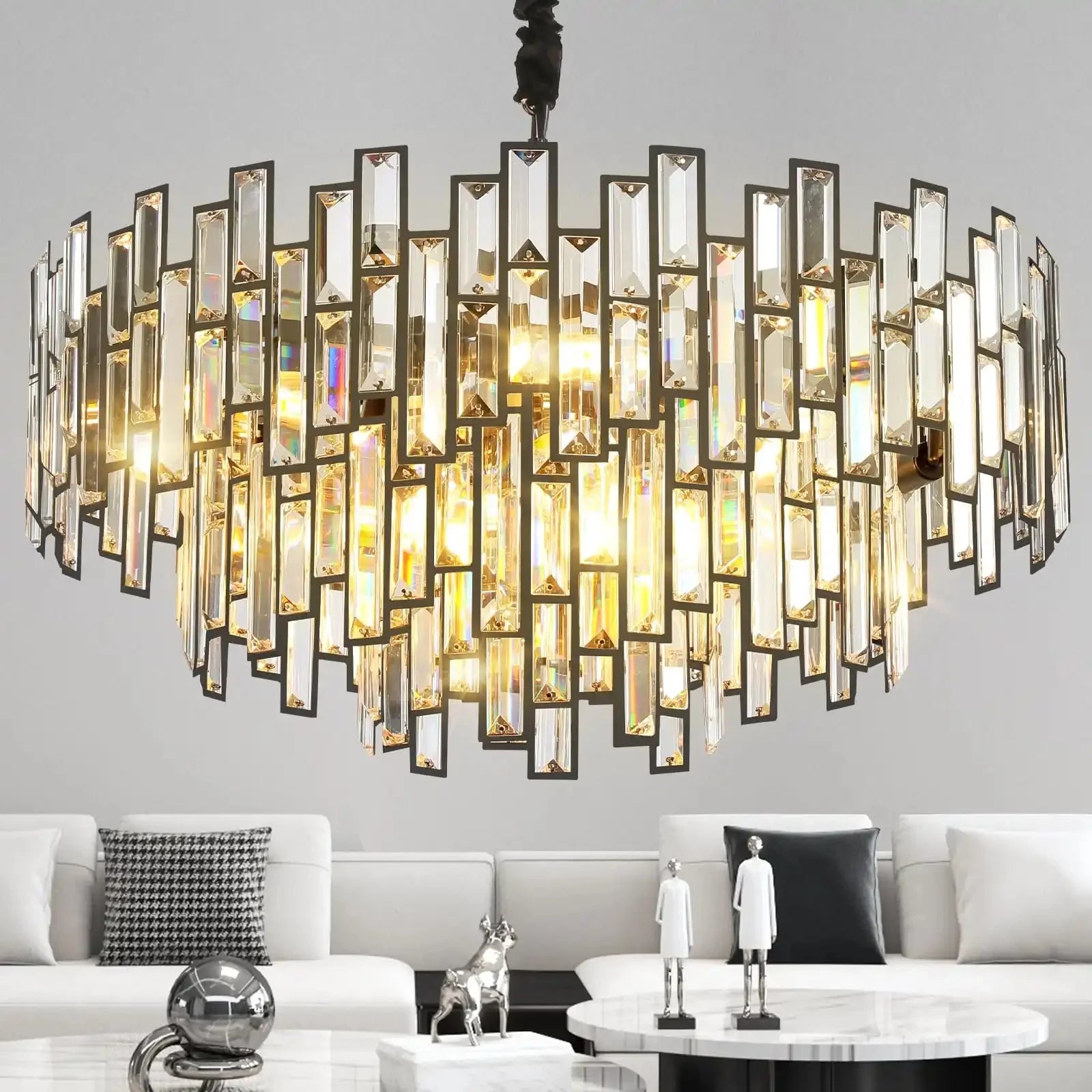 Modern Round Luxury K9 Crystal Chandelier for Dining Room Entryway Foyer - Blushlighting