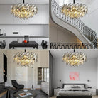 Modern Round Luxury K9 Crystal Chandelier for Dining Room Entryway Foyer - 38.5 inchBlushlighting