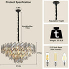 Modern Round Luxury K9 Crystal Chandelier for Dining Room Entryway Foyer - 38.5 inchBlushlighting