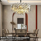 Modern Round Luxury K9 Crystal Chandelier for Dining Room Entryway Foyer - Blushlighting