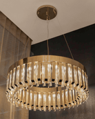 Modern Round Metal Crystal Chandelier for Dining Room/Bedroom - D39.4"*H13.78"(D100cm*H35cm)GoldBlushlighting