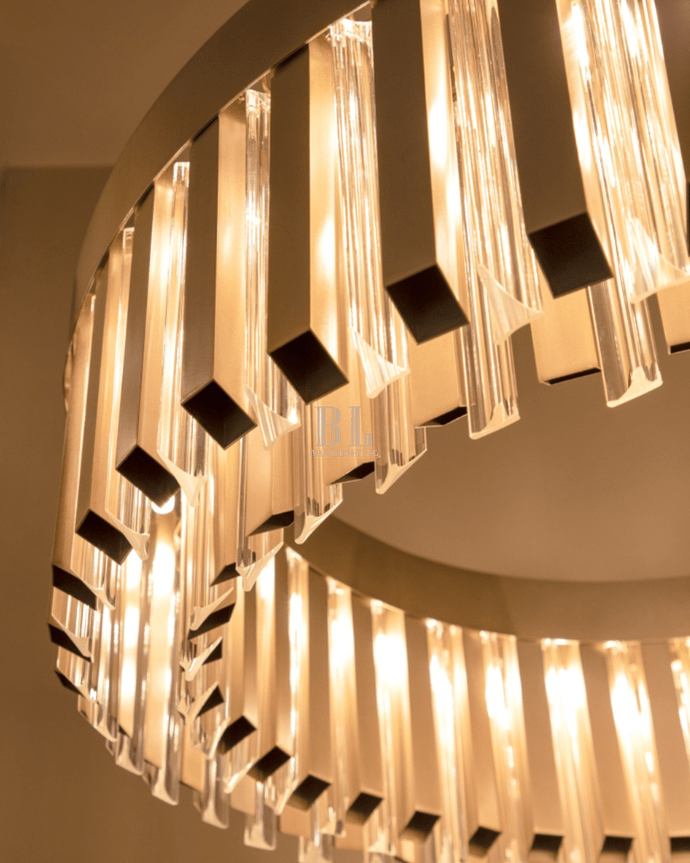 Modern Round Metal Crystal Chandelier for Dining Room/Bedroom - D39.4"*H13.78"(D100cm*H35cm)GoldBlushlighting