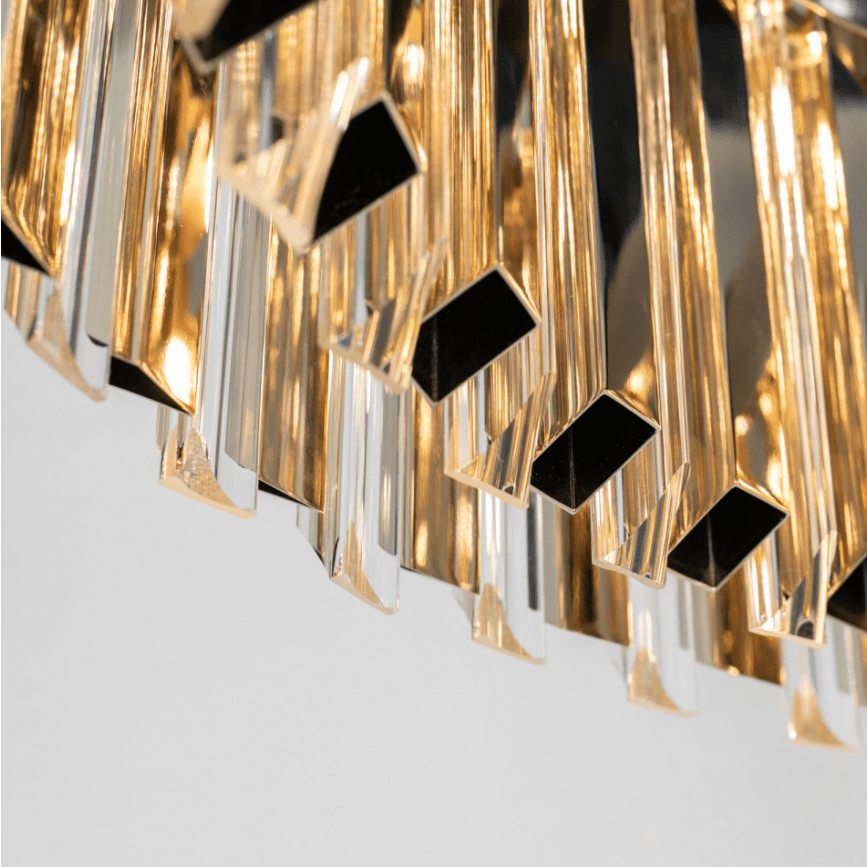 Modern Round Metal Crystal Chandelier for Dining Room/Bedroom - D39.4"*H13.78"(D100cm*H35cm)GoldBlushlighting