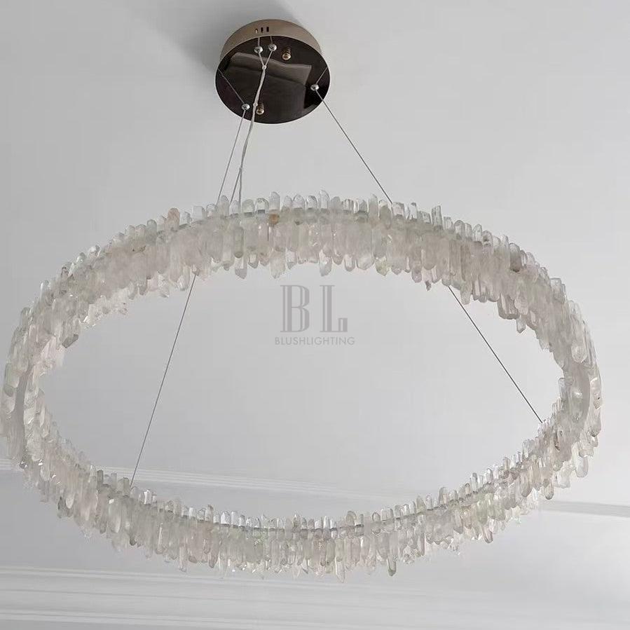 Modern Round Natural Stone Crystal Chandelier - D23.6"*H4.72"(D60cm*H12cm)Blushlighting