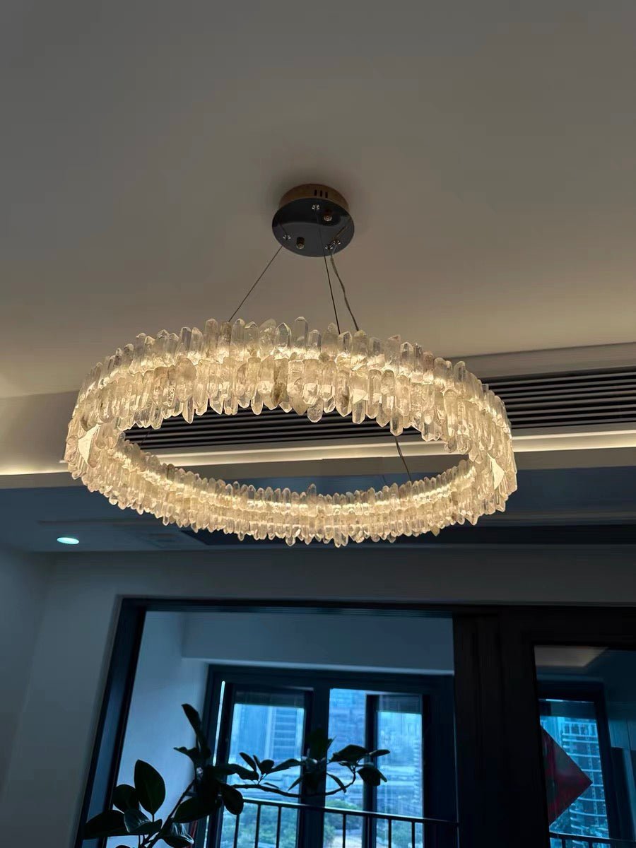 Modern Round Natural Stone Crystal Chandelier - D23.6"*H4.72"(D60cm*H12cm)Blushlighting