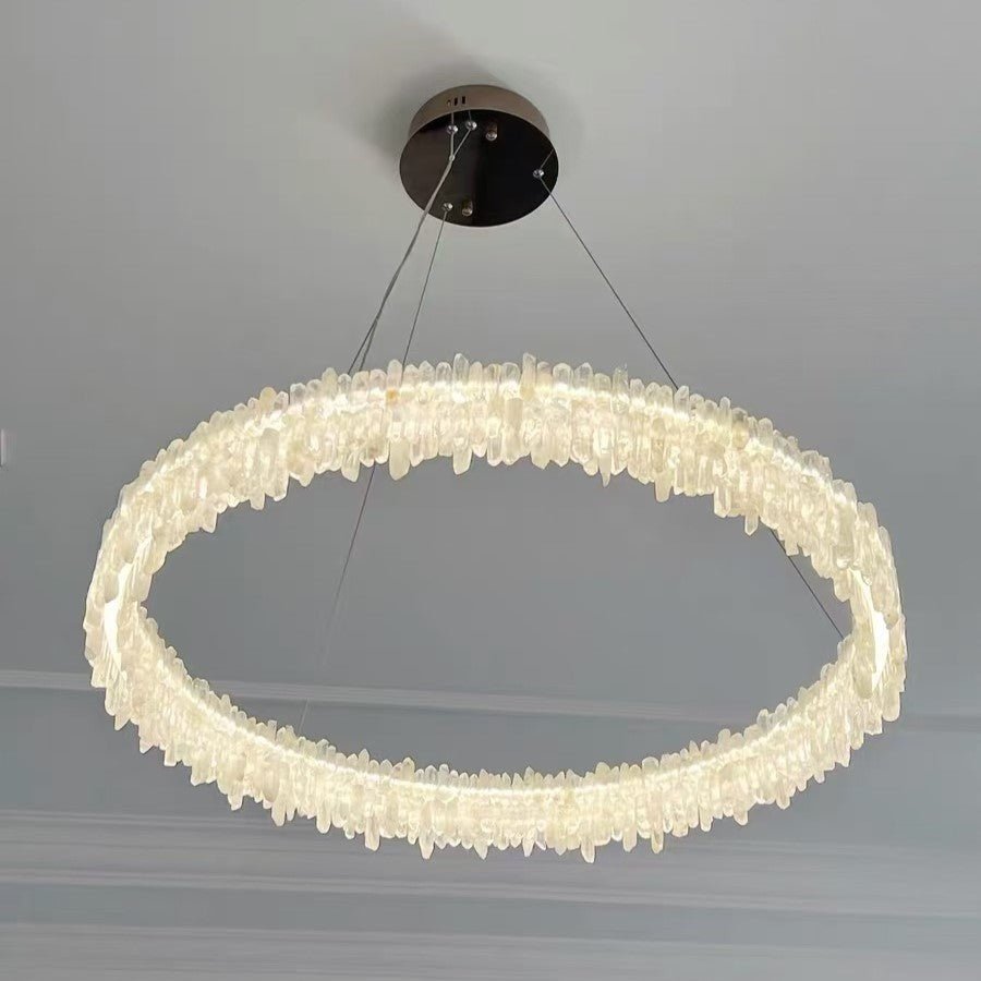 Modern Round Natural Stone Crystal Chandelier - D23.6"*H4.72"(D60cm*H12cm)Blushlighting
