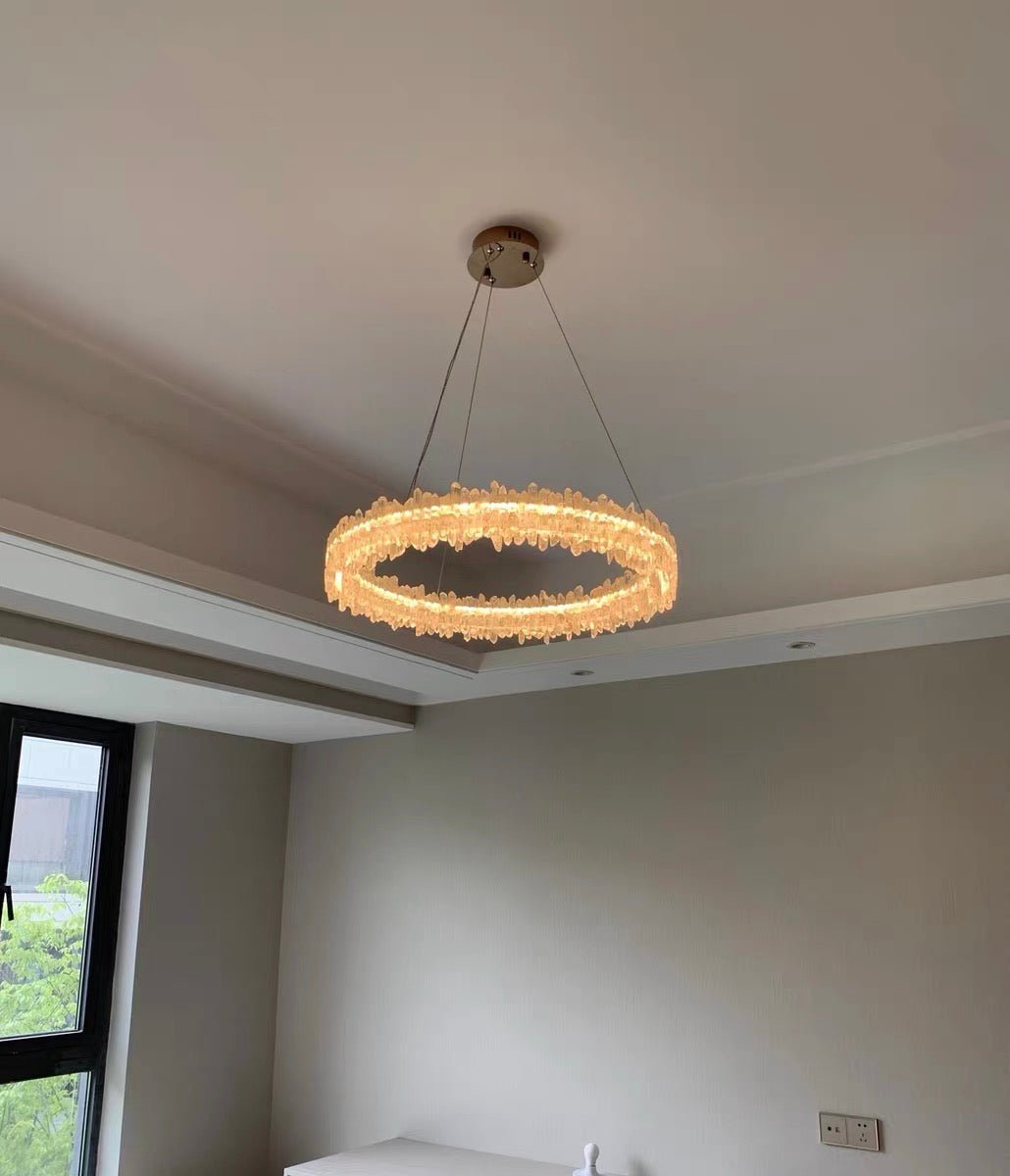 Modern Round Natural Stone Crystal Chandelier - D23.6"*H4.72"(D60cm*H12cm)Blushlighting