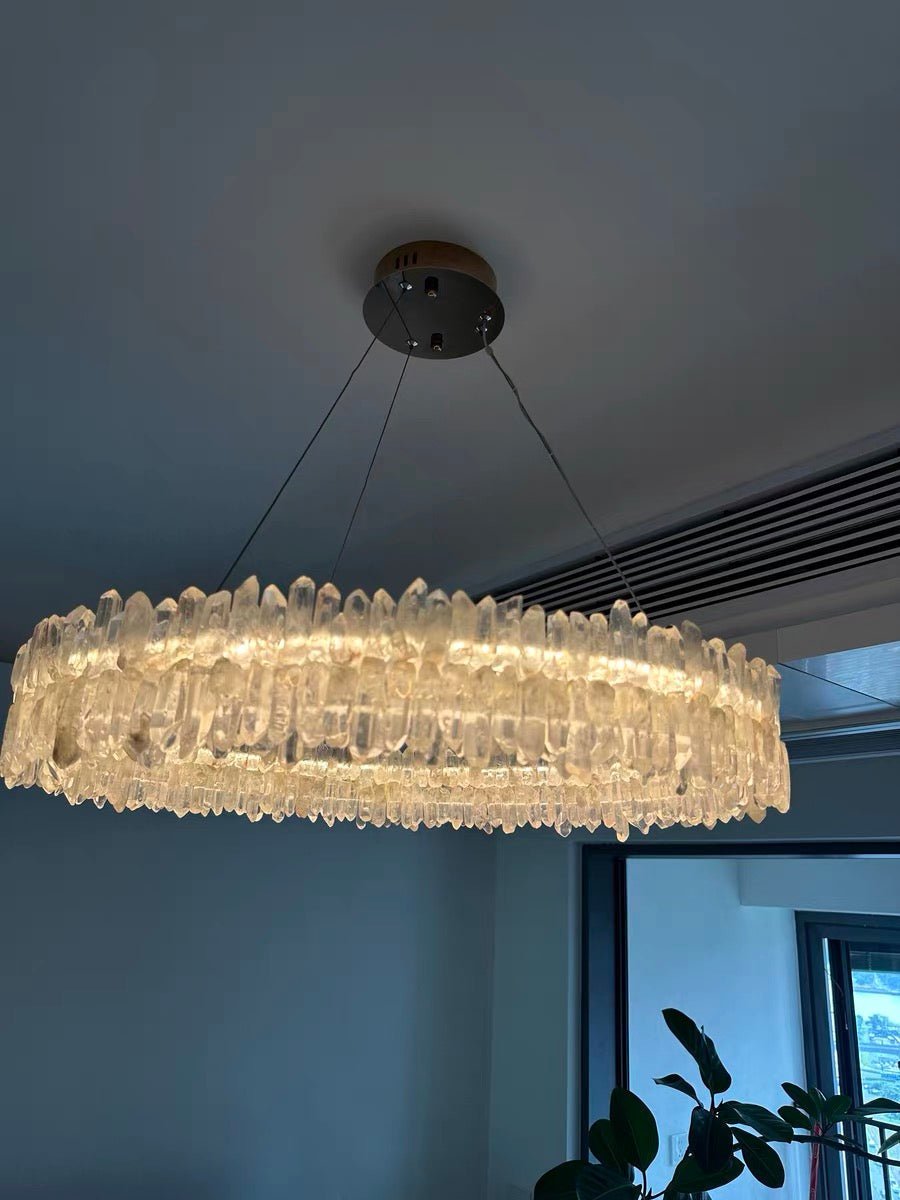 Modern Round Natural Stone Crystal Chandelier - D23.6"*H4.72"(D60cm*H12cm)Blushlighting