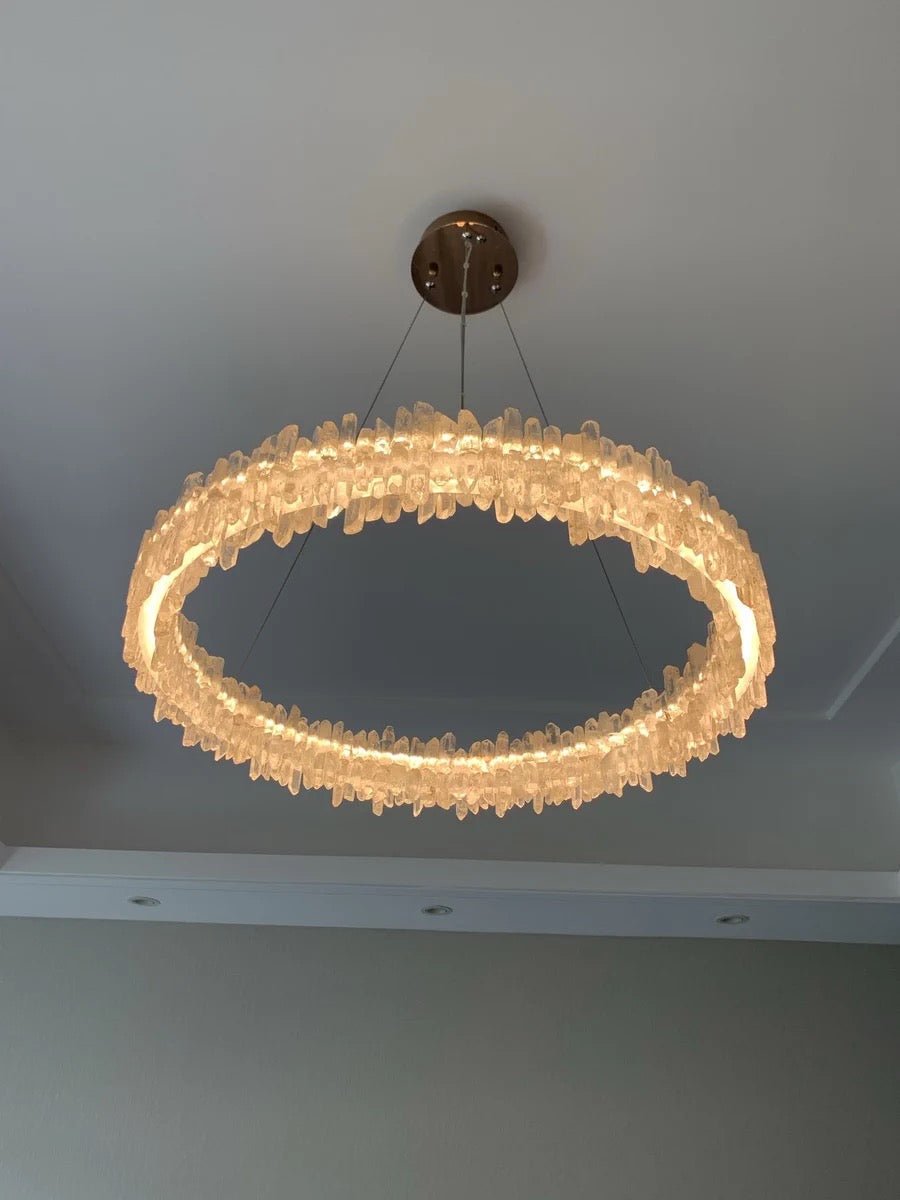 Modern Round Natural Stone Crystal Chandelier - D23.6"*H4.72"(D60cm*H12cm)Blushlighting