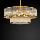 Modern Round/Rectangular Glass Rods Chandelier - Round/D31.5"*H11.8“Warm LightBlushlighting