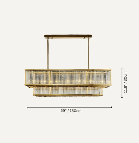 Modern Round/Rectangular Glass Rods Chandelier - Rectangular/L59.1"*H11.8"Warm LightBlushlighting