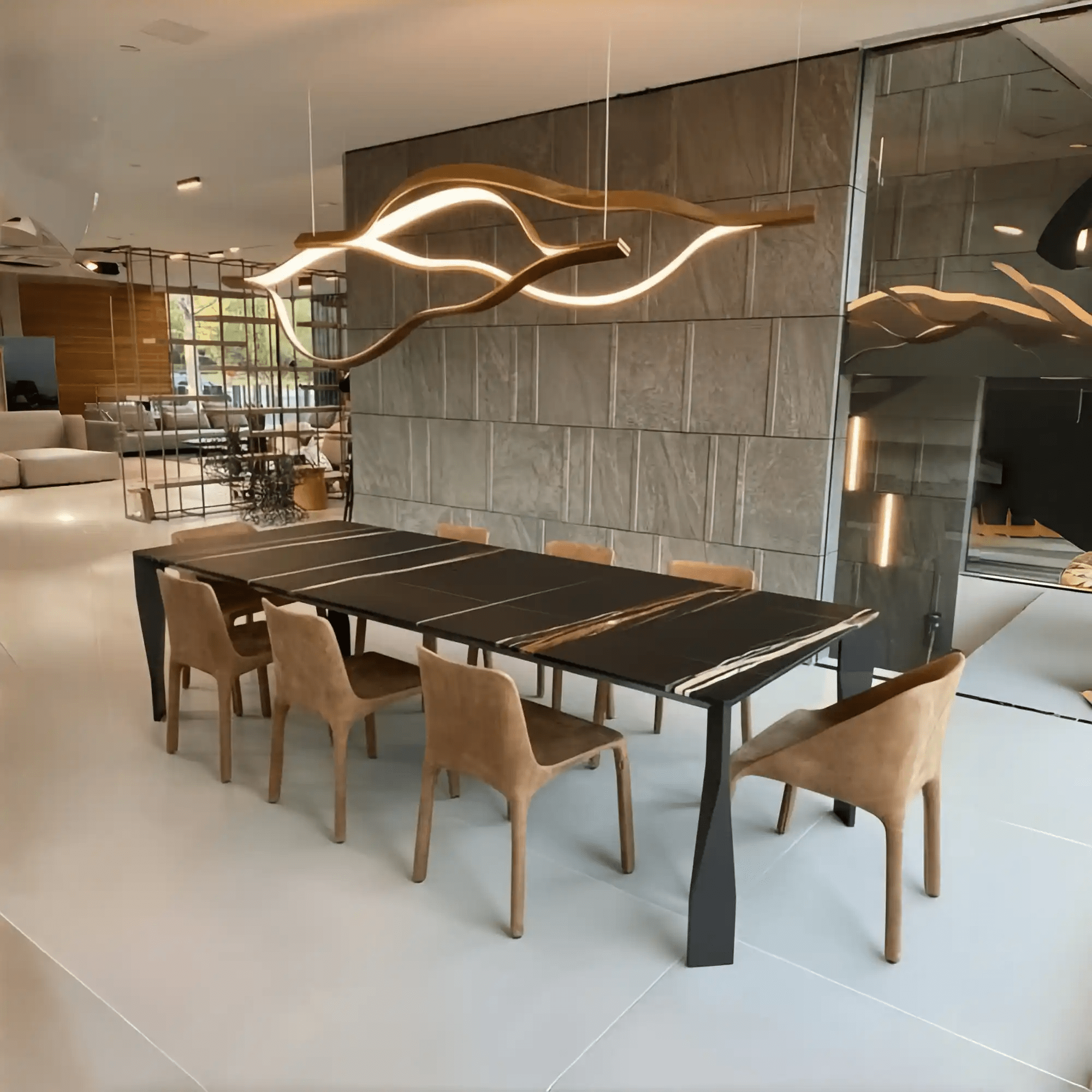 Modern Simple Aluminum Waving Chandelier - Blushlighting